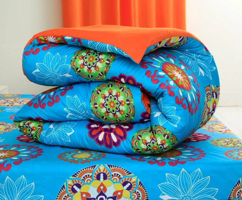 1 PC Single Comforter-15002Turquoise Flower