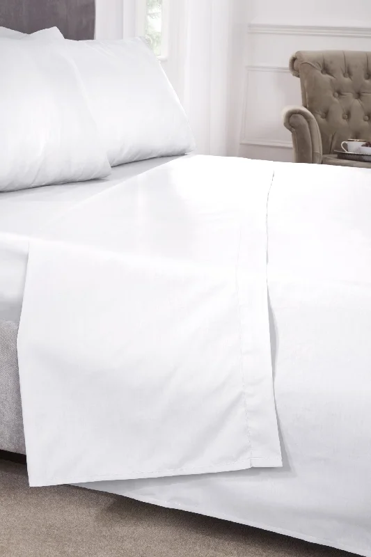 180 Thread Count Percale Extra Deep Fitted Sheet in White