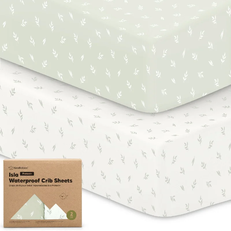 2-Pack Isla [Protect+] Waterproof Crib Sheets (Herb)