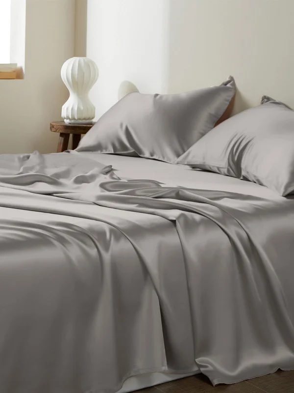 22 Momme Grey Silk Cooling Sheet Set