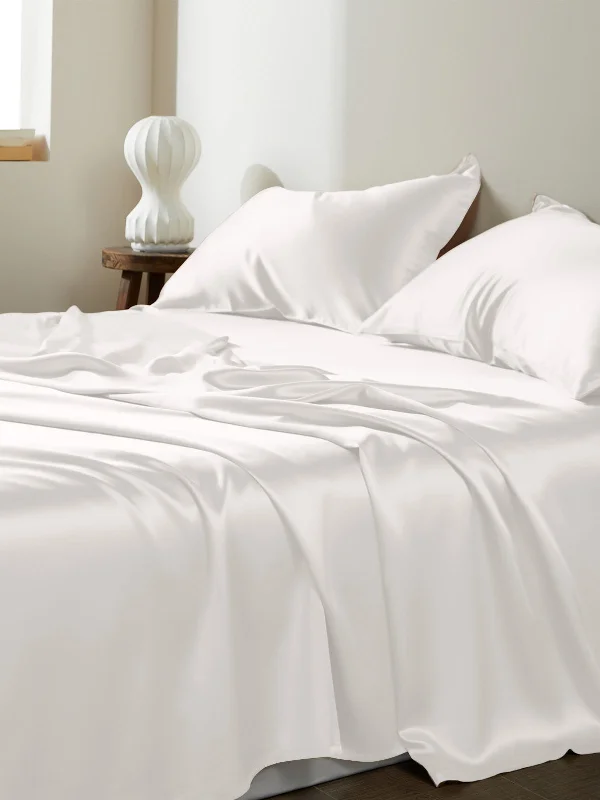 22 Momme  White Silk Sheet Set