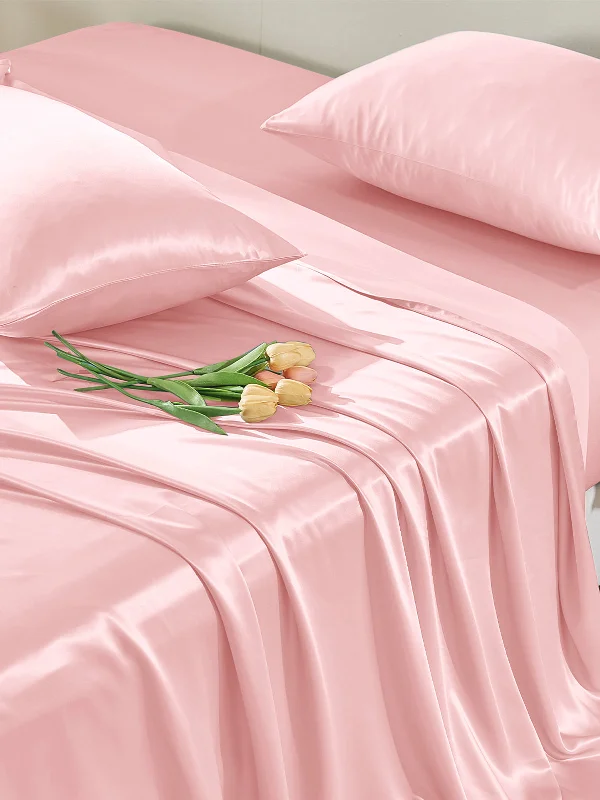 25 Momme Pink Silk Sheet Set