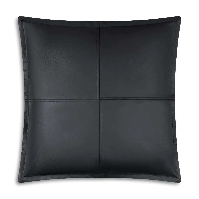 Atlas Black Faux Leather Pillow