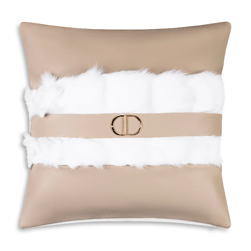 Atlas Ivory Beige Faux Fur Pillow