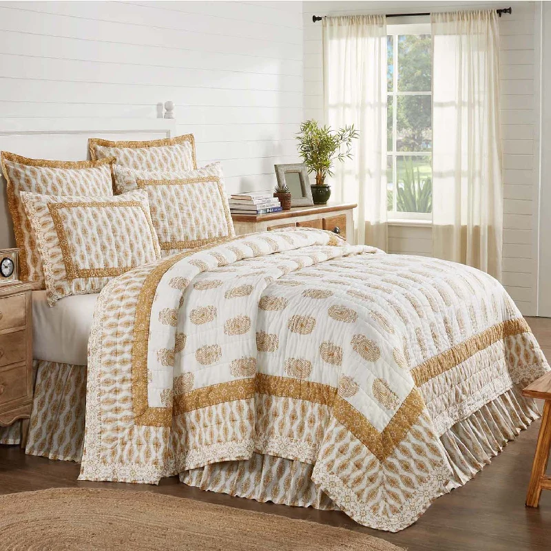 Avani Gold Luxury King Quilt 120Wx105L VHC Brands