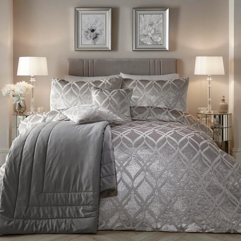 Belfort Velvet Duvet Cover Set Silver