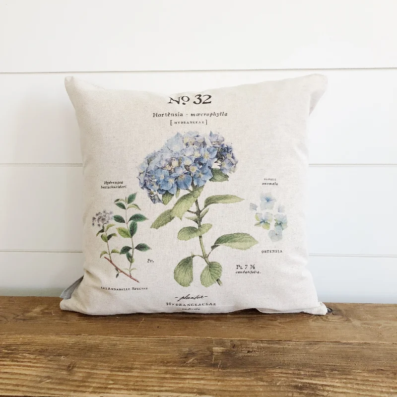 Blue Hydrangea Botanical Pillow Cover