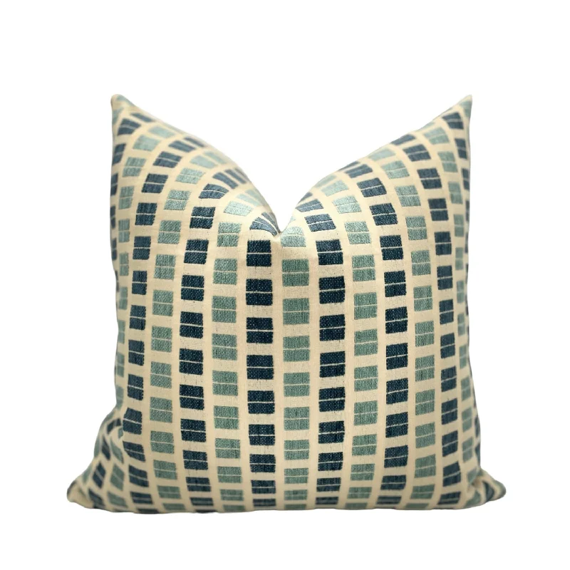 Broken Stripes Sage and Teal Pillow Cover