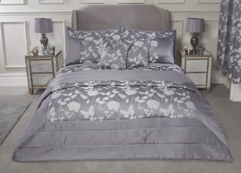 Butterfly Meadow - Embellished Jacquard Quilted Bedspread Set