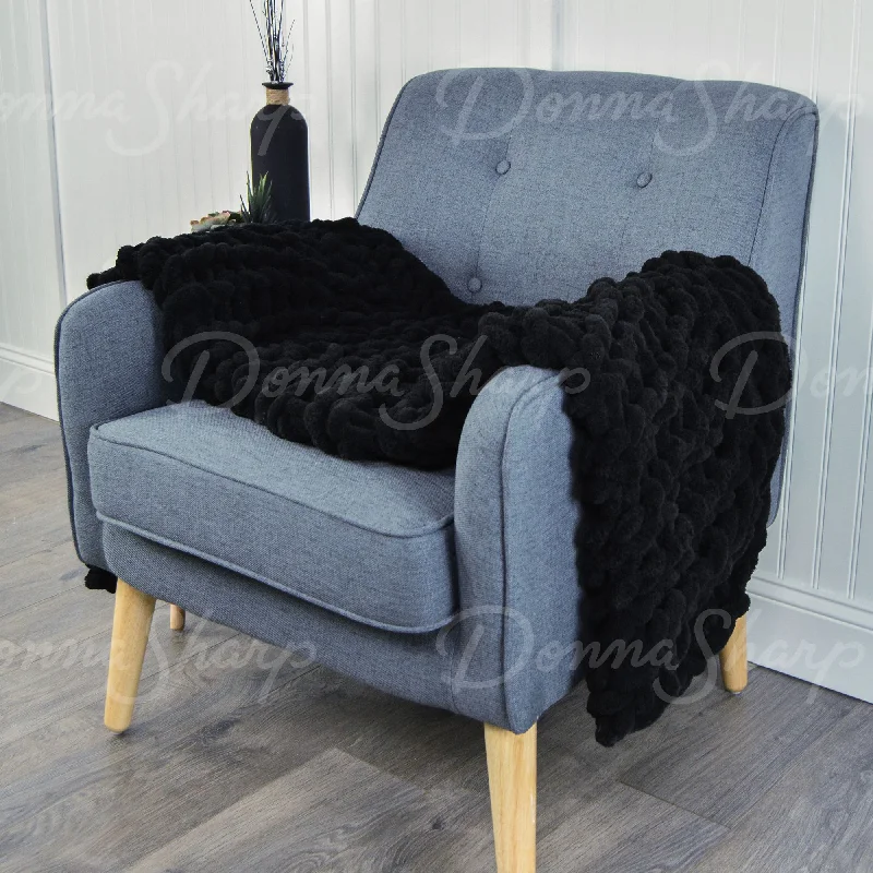 Chenille Chunky Knit Throw ~ Black