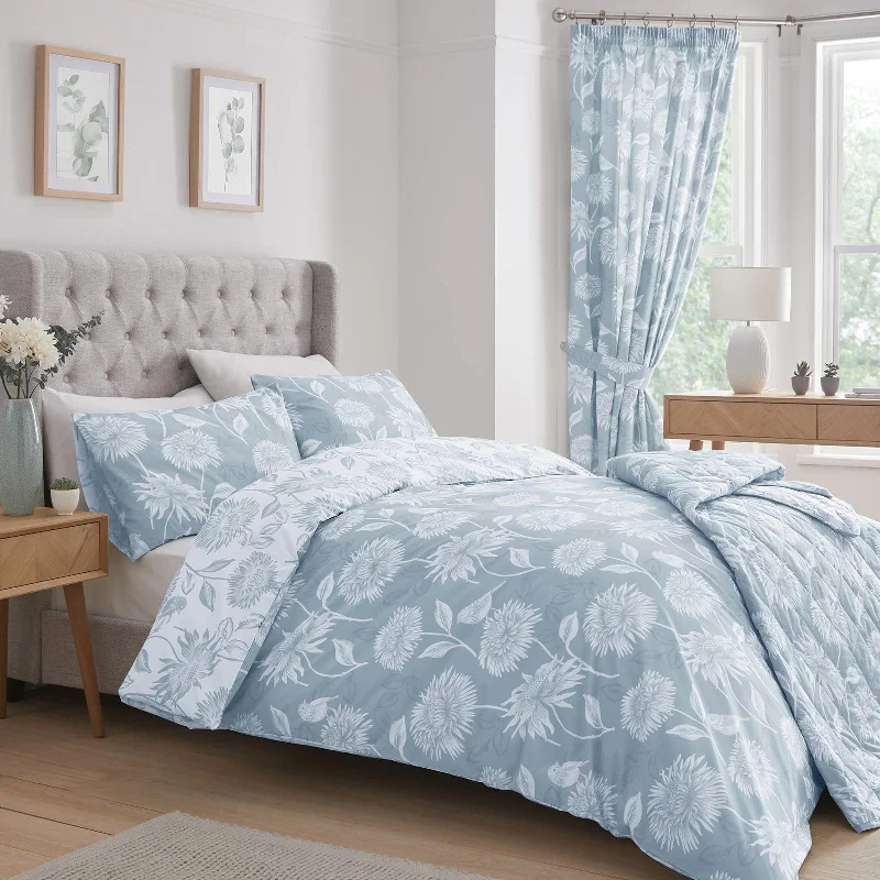 Chrysanthemum Duvet Cover Set Blue