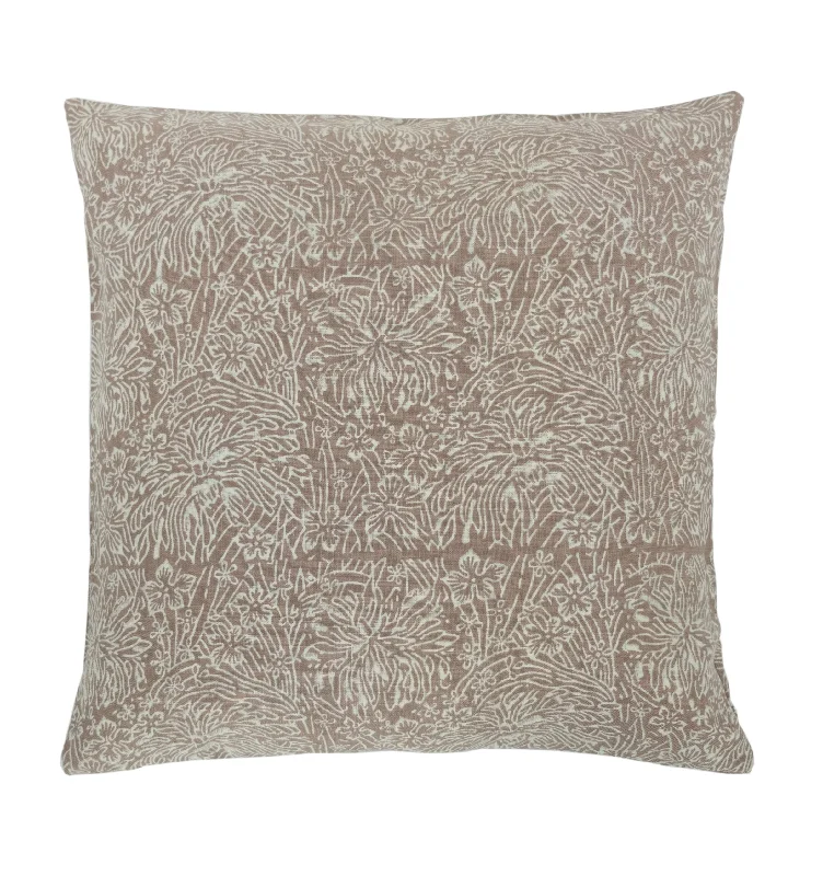 Chrysanthemum Tan Linen Pillow