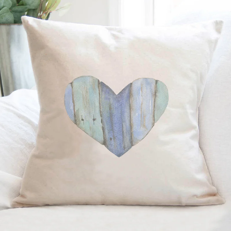 Coastal Wood Heart - Customizable Square Canvas Pillow