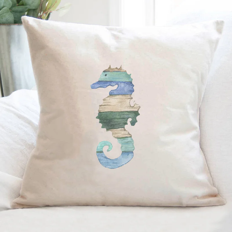 Coastal Wood Seahorse - Square Canvas Pillow