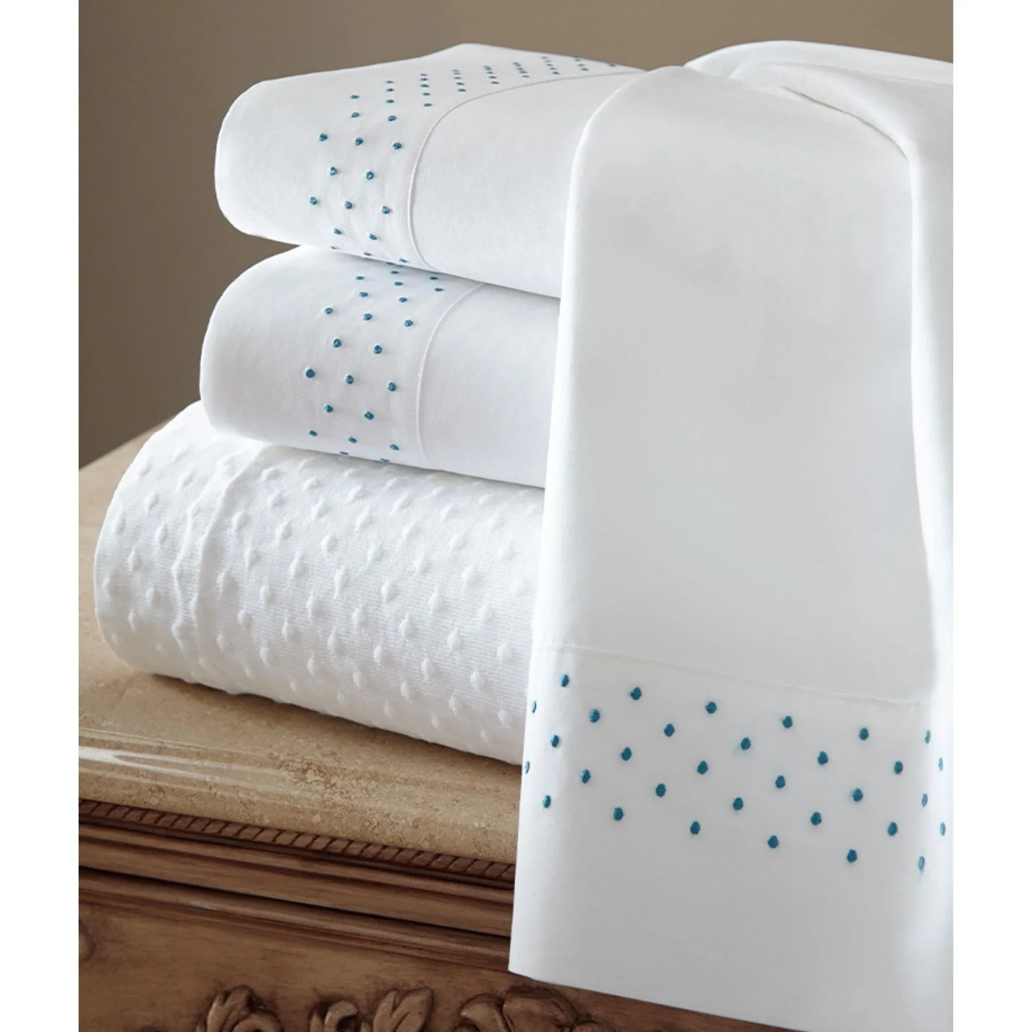 Mitzi Embroidered Dot Design Duvet Cover - Available in a Variety of Thread Colors