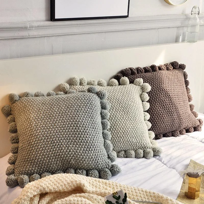 Cottage Knitted Cotton Cushion Cover