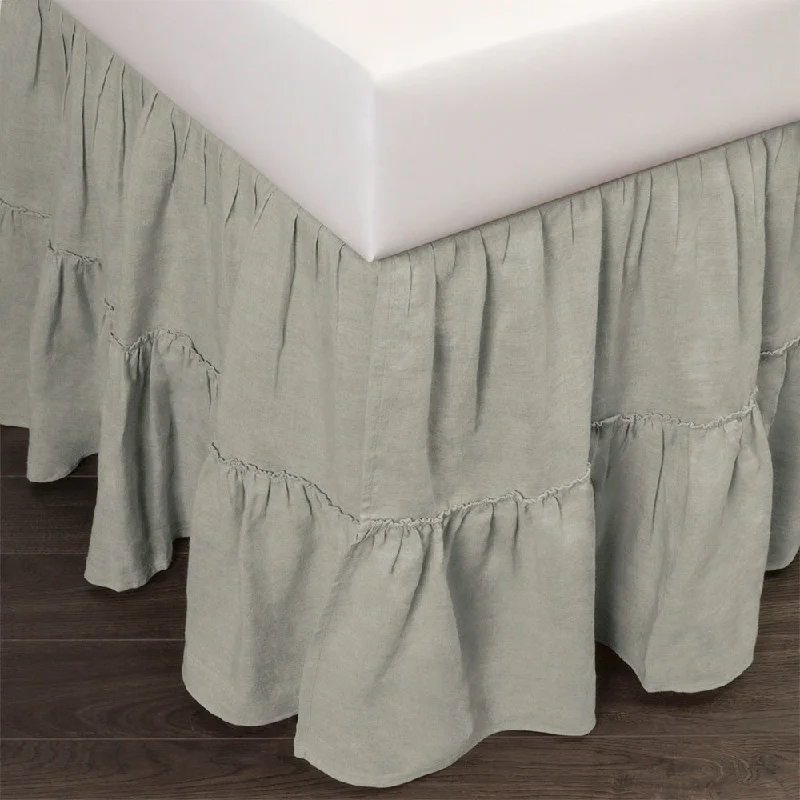 Courtney Linen Seaglass 3 Piece Tuck-In Bed Skirt