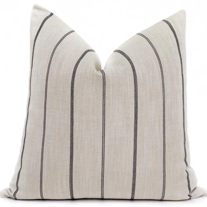 Cream and Black Farmhouse Stripe Pillow Cover