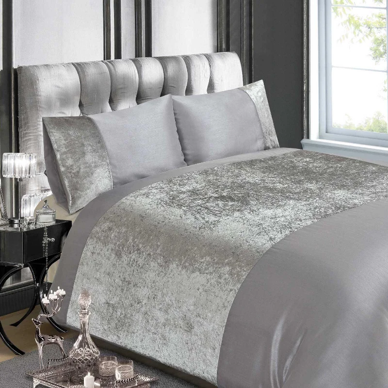 Velvet Duvet Cover Set Silver