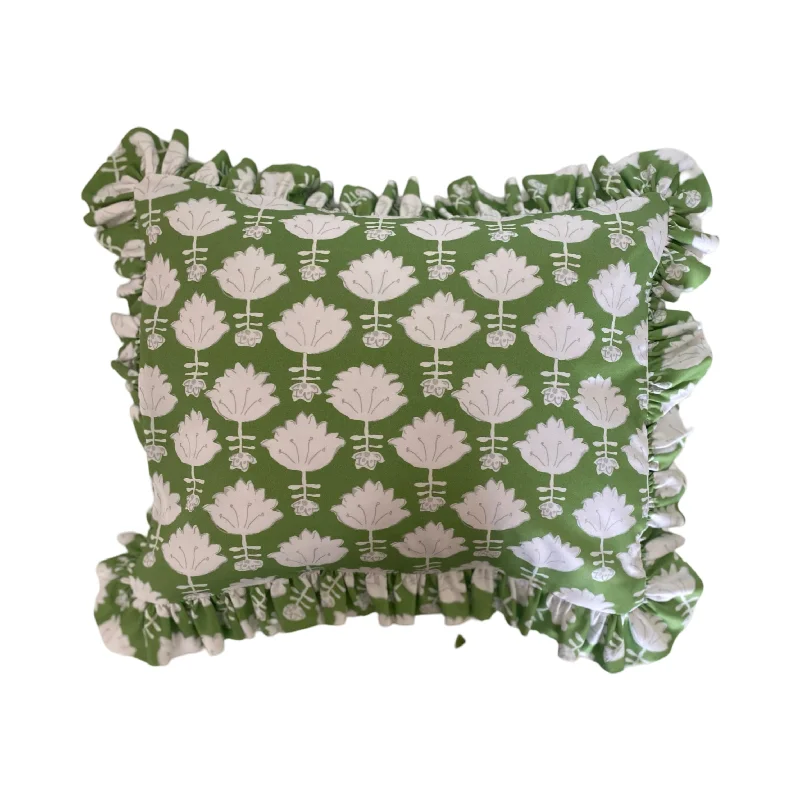 Dana Gibson Lotus in Green Pillow with Ruffles