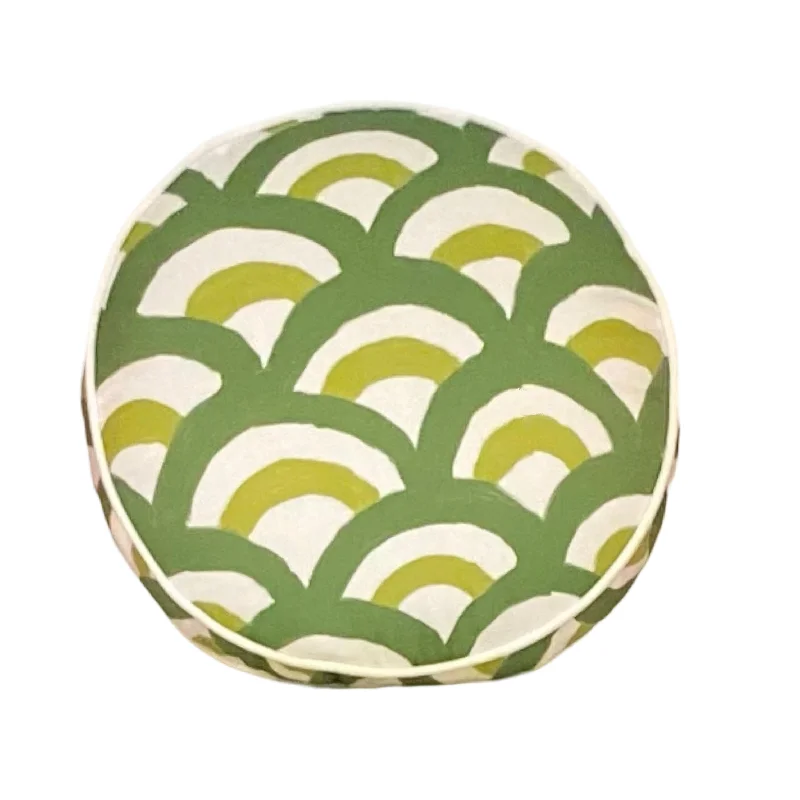 Dana Gibson Pill Box Round Pillow in Green Palatino