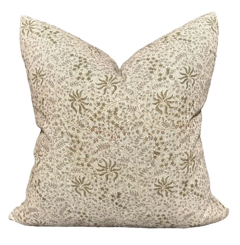 Designer "Seneca" Kishori natural olive cement Pillow Cover