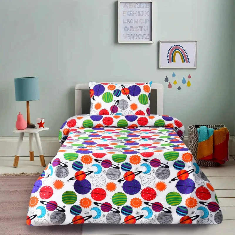 Digital Printed Junior Single Bed Sheet-Universe