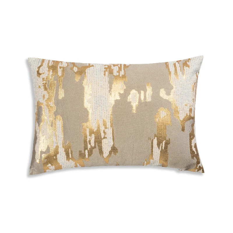 Fawn Grey Brocade And Gold Foil Pillow