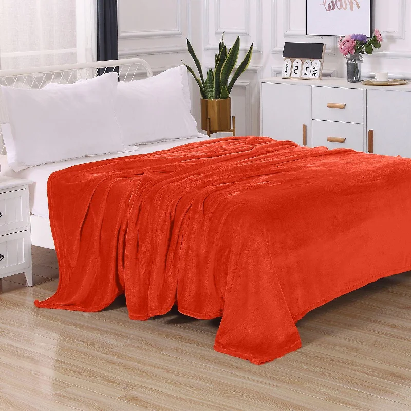 Elegant Comfort Velvet Plush Fleece Blanket Solid Color Design - Velour Blanket