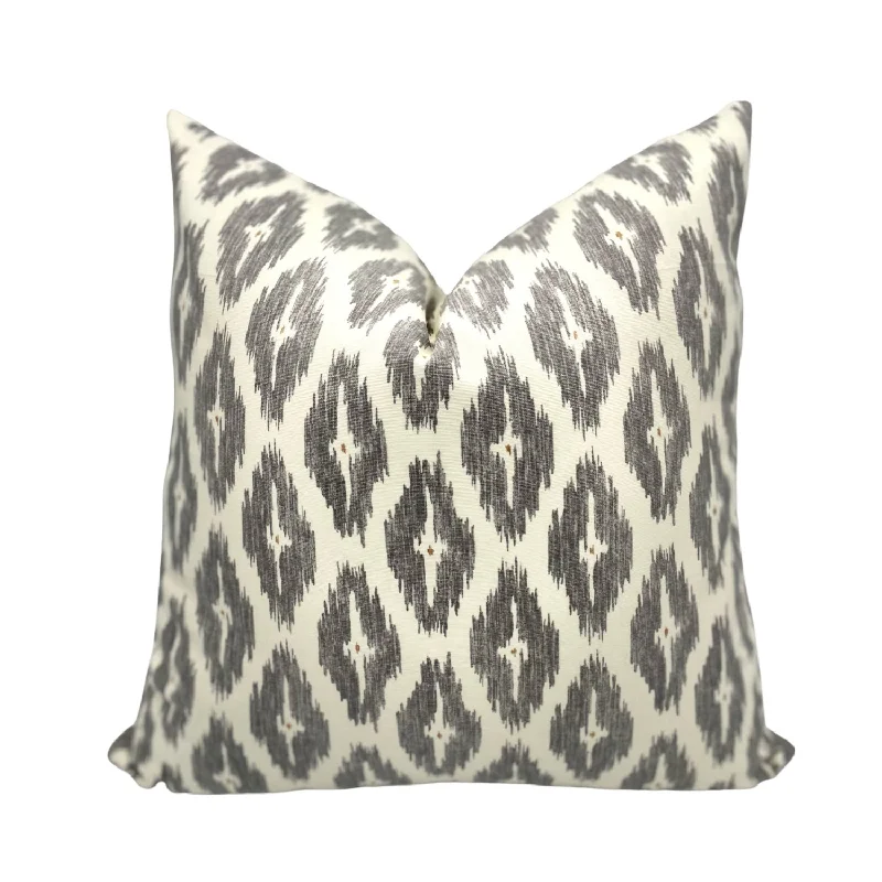 Grey Ikat Pillow Cover