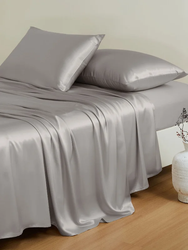 19 Momme Grey Silk Sheet Set