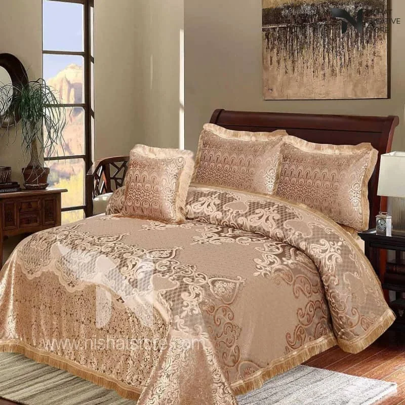 Heavy Palachi & Leather Bed Sheet Set – 4 Pcs Design Code 521