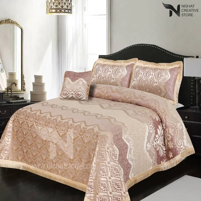 Heavy Palachi & Leather Bed Sheet Set – 4 Pcs Design Code 522