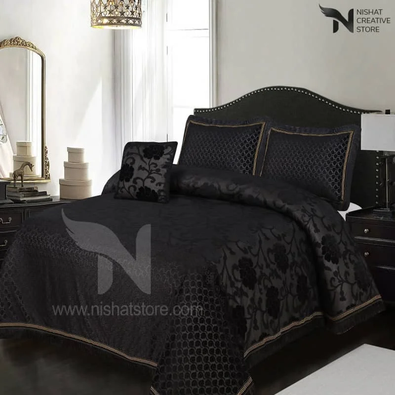 Heavy Palachi & Leather Bed Sheet Set – 4 Pcs Design Code 532