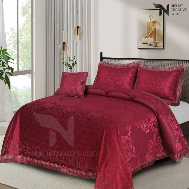 Heavy Palachi & Leather Bed Sheet Set – 4 Pcs Design Code 548