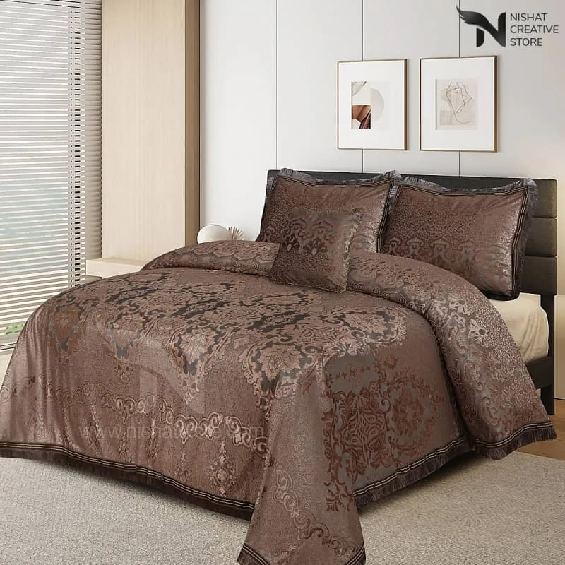 Heavy Palachi & Leather Bed Sheet Set – 4 Pcs Design Code 551