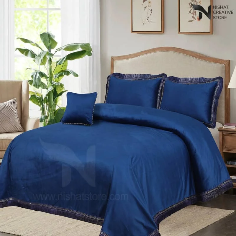 Heavy Velvet & Leather Bed Sheet Set – 4 Pcs Design Code 540