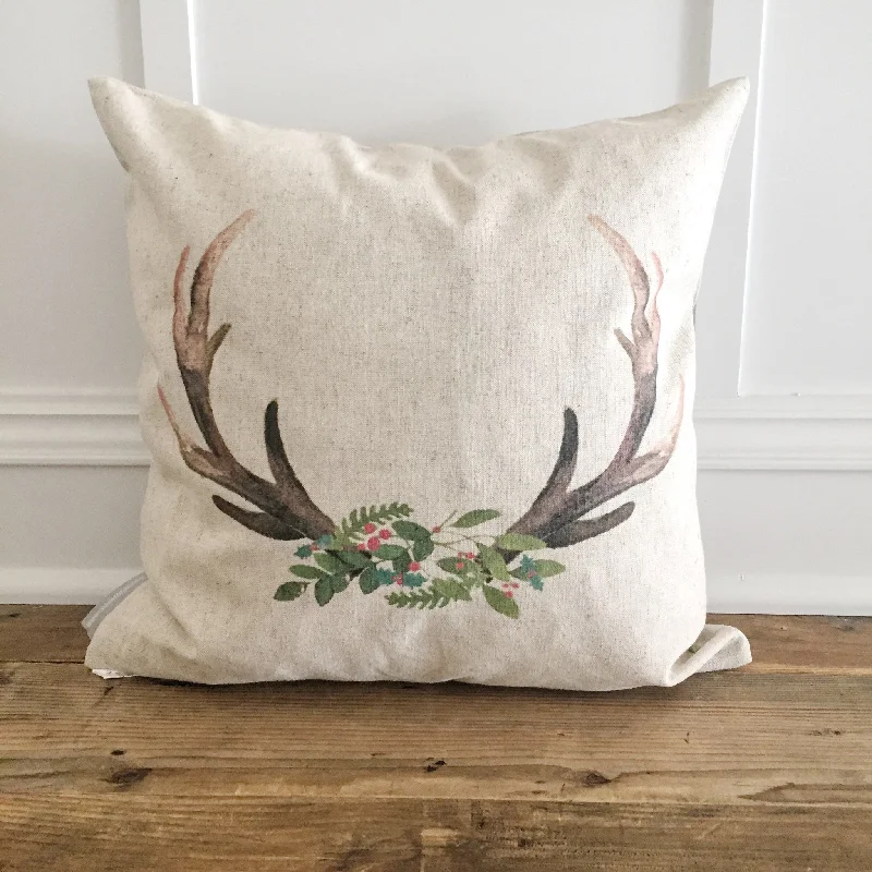 Holiday Deer Antler Pillow Cover