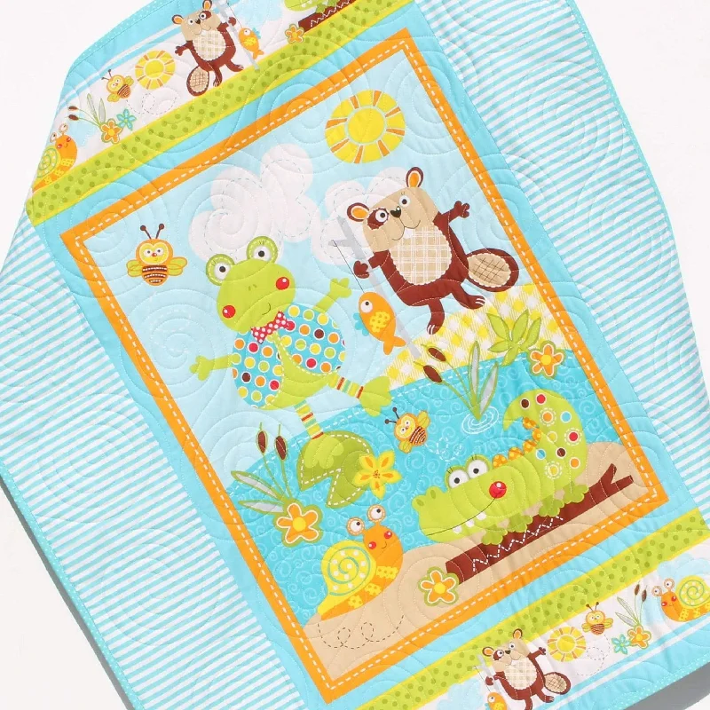 Homemade Baby Quilts, Stroller Blanket, Cute Animals, Frog Beaver Alligator