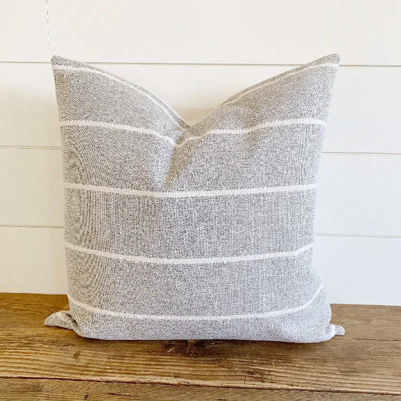 HOPE || Warm Gray & Ivory Striped Pillow Cover