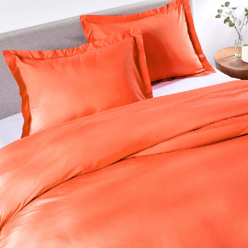 Hot Coral Duvet Cover Set