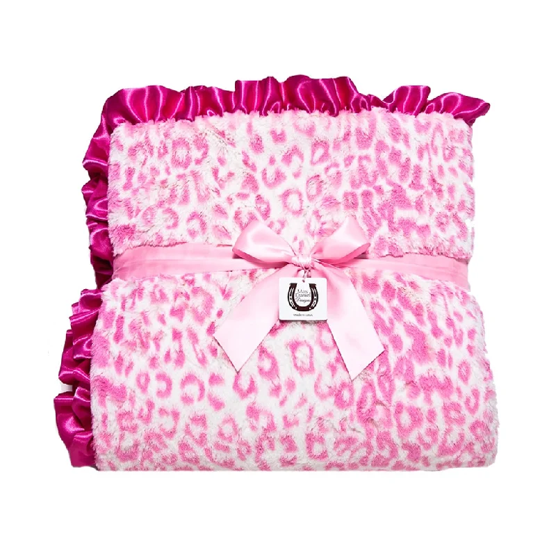 Hot Pink Jaguar Throw- Ruffled Edge