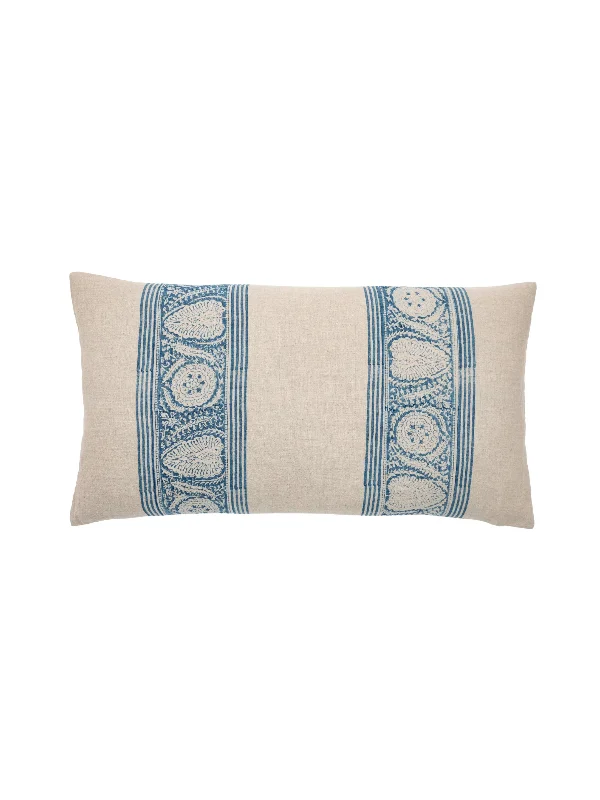 Istanbul Border Indigo Lumbar Pillow Cover