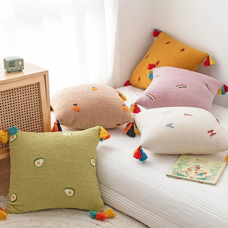 Kit Kat Whimsical Embroidered Pillow Covers