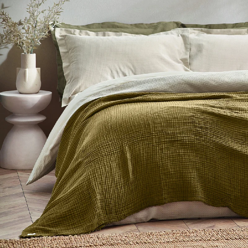 Lark Muslin Cotton Oversized Throw Khaki