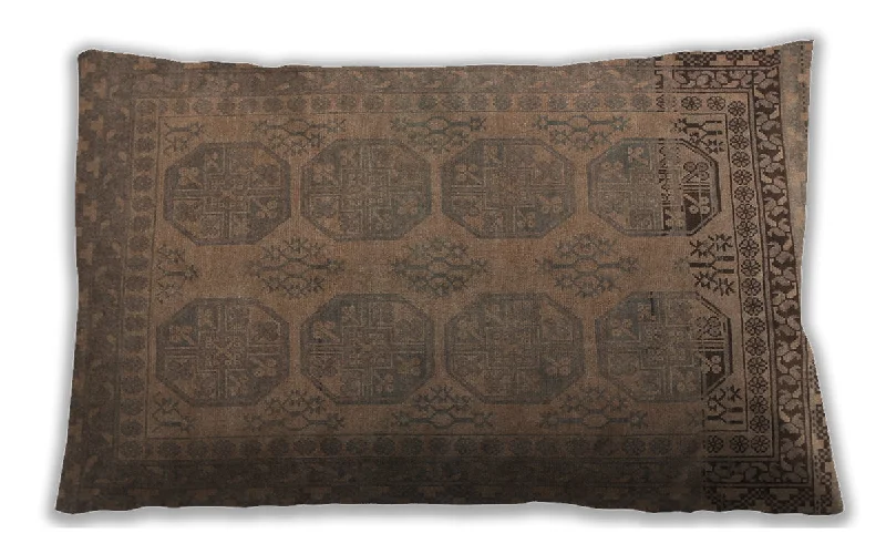 Traditional Classic Indoor Outdoor Rectangular Brown Lumbar Throw Pillow, 13 inch by 19 inch, lbtr1260