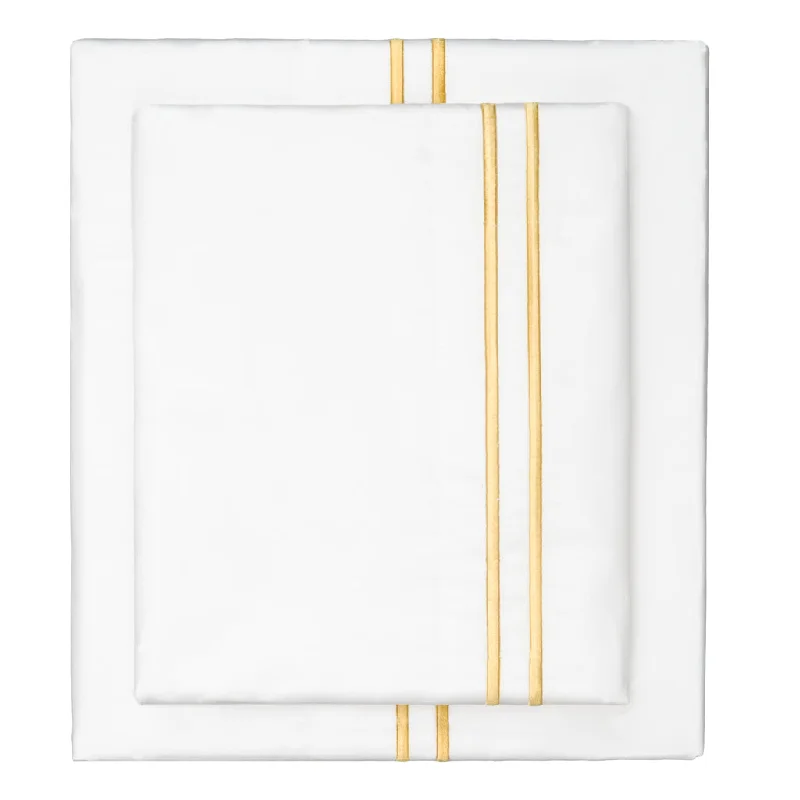 The Marigold Yellow Lines Embroidered Sheet Set