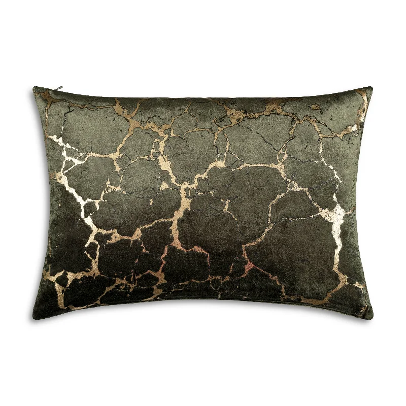 Mila Green Gold Lumbar Pillow