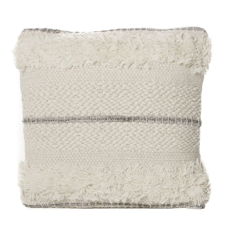 Miles Ivory New Zealand Wool and Lace Pillow