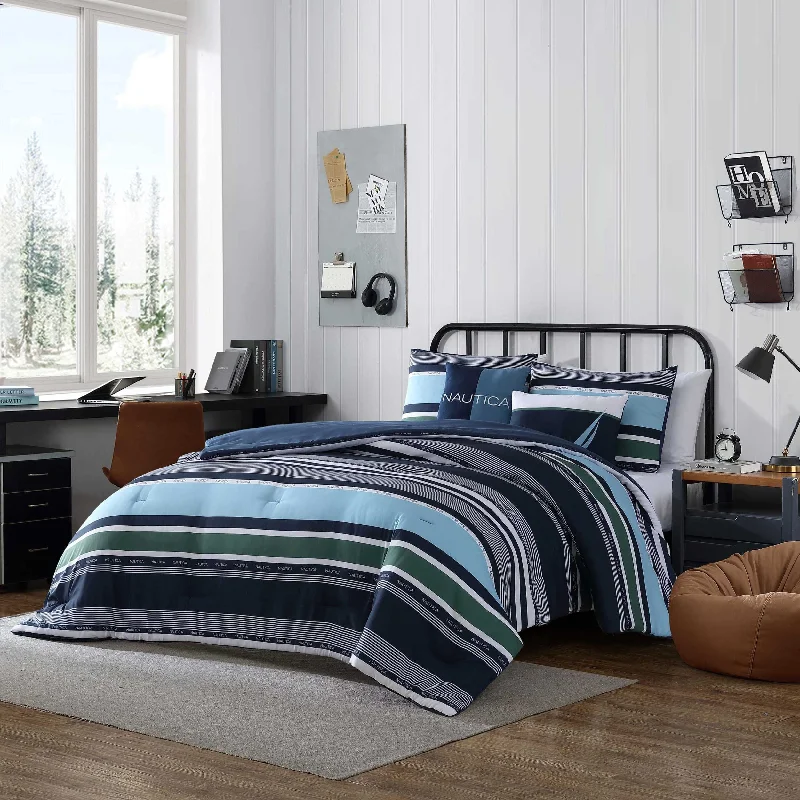 Nautica Elliot Navy King Comforter & Sham Bonus Set